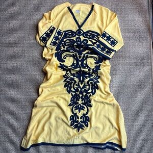 Women's Long Embroidered Dress/ Swim Coverup Made in Mexico Size Small